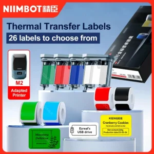 NIIMBOT White M2 Labeling Ribbon, Replacement Refill Tapes