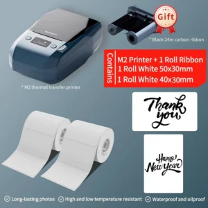 NIIMBOT White M2 Labeling Ribbon, Replacement Refill Tapes