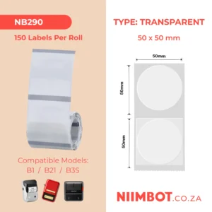 NIIMBOT B1/ B21/ B3S/ B4 50X50MM-50 TRANSPARENT   ROUND   LABELS