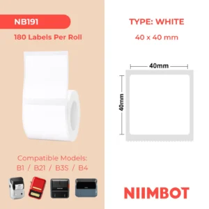 NIIMBOT B1 B21 B3S B4  40X40MM -180 WHITE LABELS