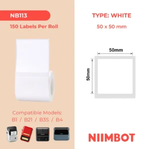 NIIMBOT  B1 B21 B3S B4 50X50MM Square-150 WHITE LABELS