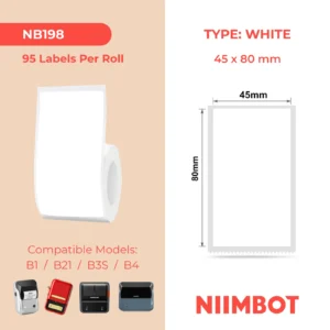 NIIMBOT B1 B21 B3S B4  45X80MM -95  WHITE LABELS