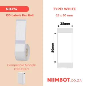 NIIMBOT – D101 ONLY – R25X50MM – 130 LABELS PER ROLL – WHITE