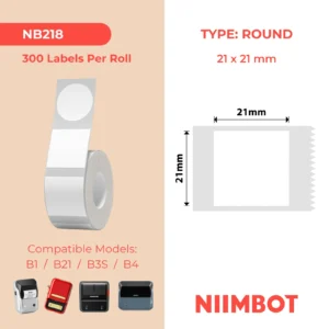 img-product NIIMBOT – B1 / B21 / B3S / B4 – 21X21MM – 300 WHITE ROUND LABELS