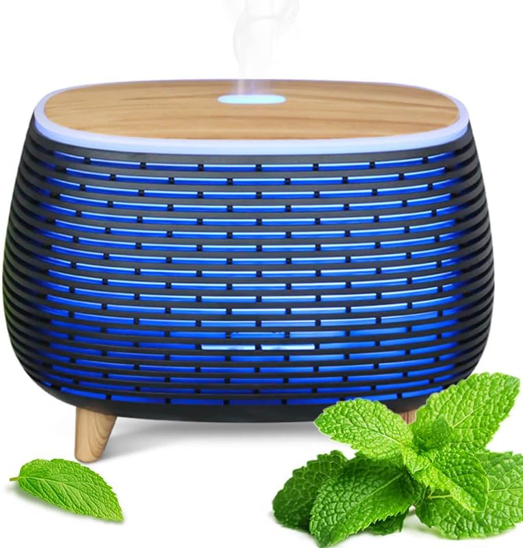 Essential Oil Diffuser, 400ml Aromatherapy Diffuser for Essential Oils, Ultrasonic Diffuser with 2 Mist Modes, Cool Mist Humidifier with 7 LED Color Lights and Auto-Off Safety, for Large Room Office