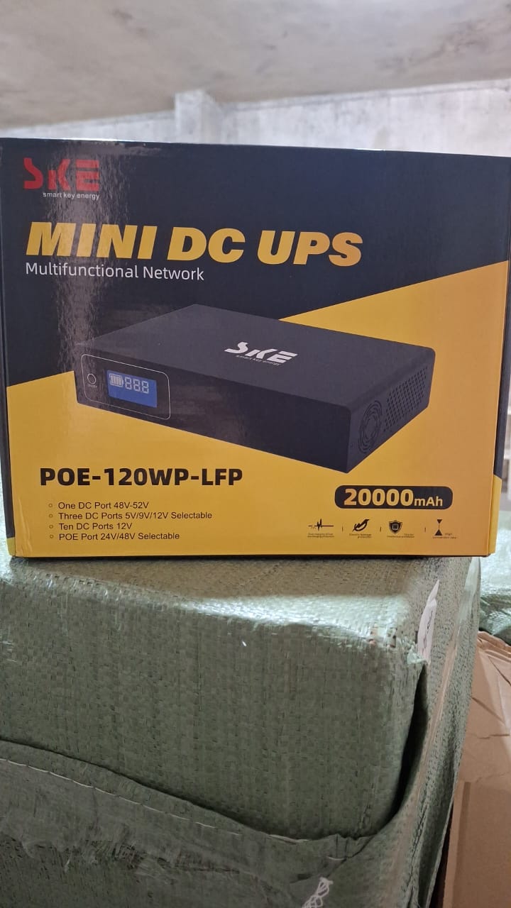 SKE POE 120W Model DC UPS 12V 5A POE 24V 1A Mini UPS 100 Watt 120W Output Power Multiplexed Output for CCTV Camera DVR