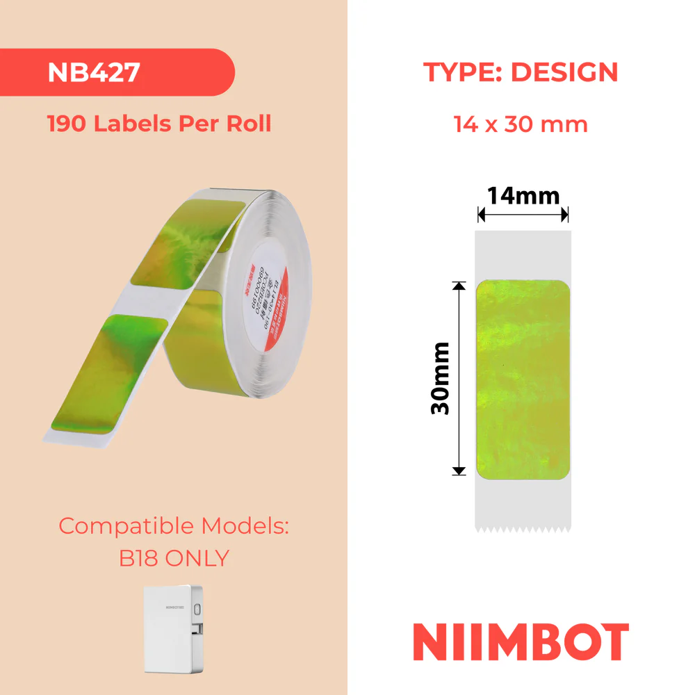 LABELSNIIMBOT B18 / N1 14x30mm-190 Golden Hologram Labels
