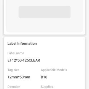 NIIMBOT B18 N1 12X50MM-125 TRANSPARENT LABELS