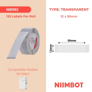 NIIMBOT B18 N1 12X50MM-125 TRANSPARENT LABELS