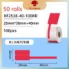 Phomemo XF2538 Cable Label Sticker Red Roll