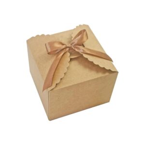 Kraft Paper Petal Gift Box, Surprise Packaging Box for Birthday Party, 7x7x5 cm + Ribbon