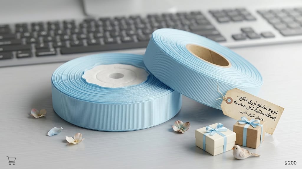 Light Blue 20mm Ribbed Ribbon (Grosgrain)