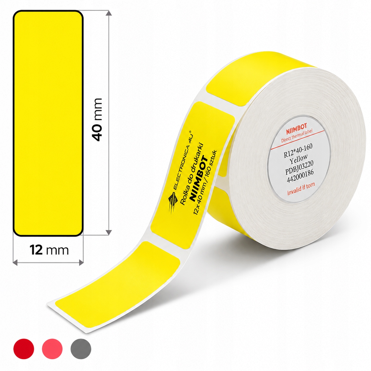NIIMBOT D Series Thermal Label Roll (12×40mm, 155 Labels) – yellow
